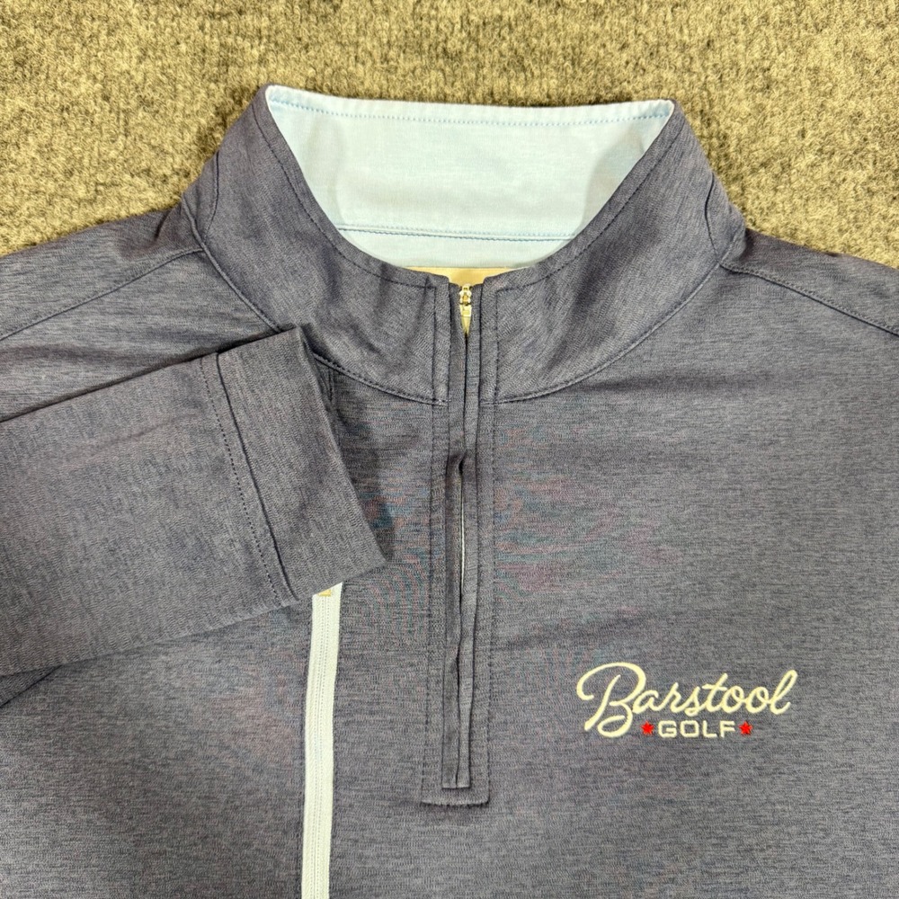 Peter Millar Barstool Golf 1/4 Zip Pullover Mens XL Blue Performance Spandex EUC